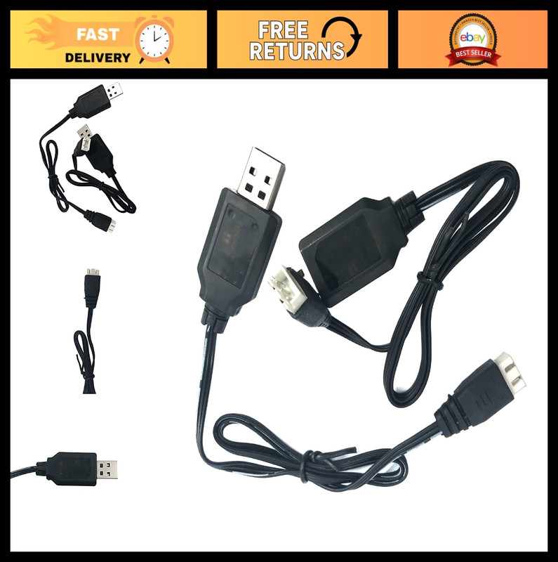 2pcs USB Charger Cable 1A XH-3P Connector for RC Car, Drone, LiPo Battery, Rock