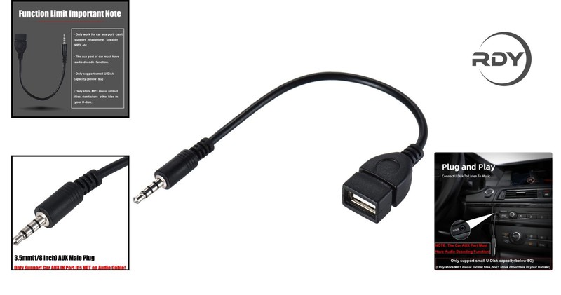 Compact 3.5mm AUX to USB Adapter - Music Playback for Cars with Decode Function gallery