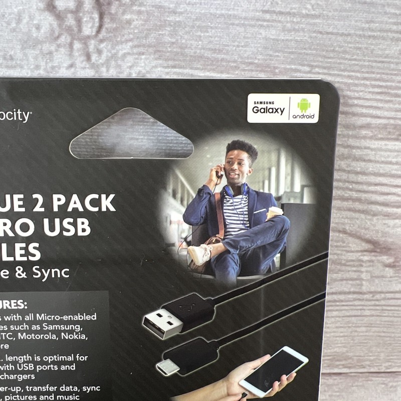 Travelocity 2 PACK Micro-USB Android Cable Charge & Sync 4.5 ft. Black New FRSHP gallery