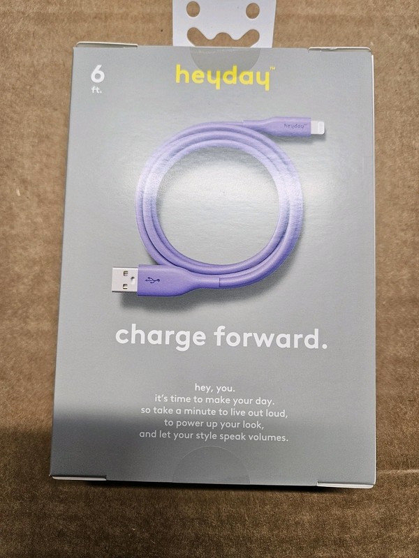 12x Heyday 6 Ft. USB-A Soft Touch Charging Cable Purple New Sealed In Box gallery