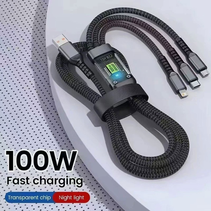 3 In 1 Fast Charging Cable Cell Phone Charger Cord For iPhone Type C Micro