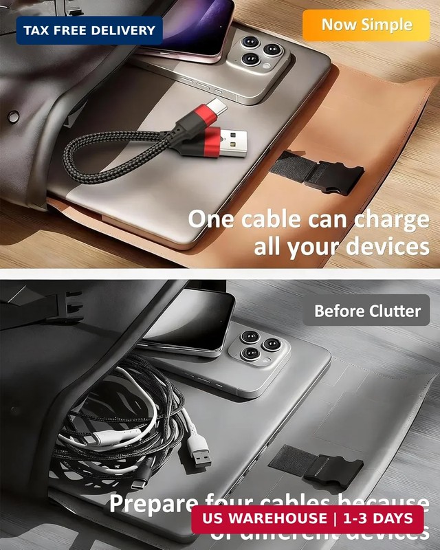 Short USB to USB C Cable 2 Pack, 6 inch USB C Cable Braided, 0.5ft Type C Charge gallery