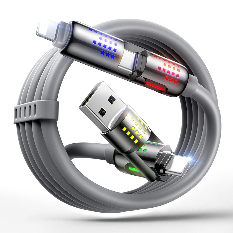 240W 4 in 1 Charging Cable, 6.6FT USB C to Lightning Cable [MFi Certified], C…