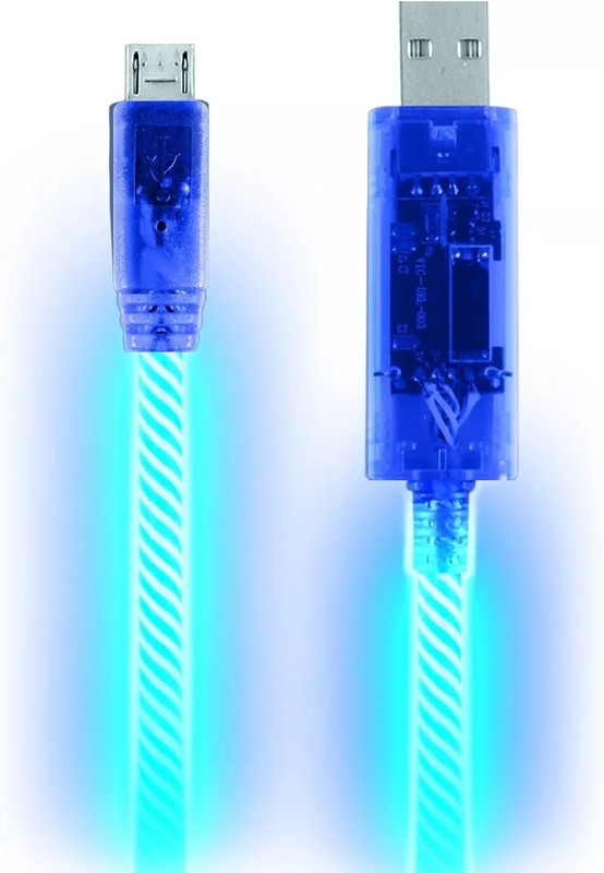 1x Electroluminescent Micro USB Charging Sync Cable Light Up Pulse V2 3FT Blue gallery