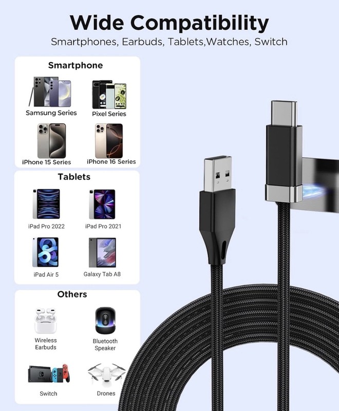 USB A to USB C Cable 3.3FT, Braided StayCable Built-in Magnetic Holder gallery