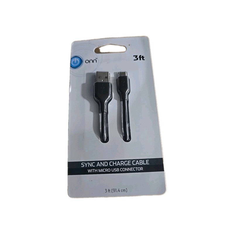 Onn Sync And Charge Cable Micro USB Connector 3 Foot M47D New In Box