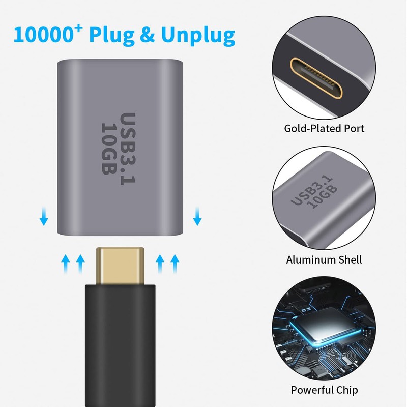 10x 10Gbps USB 3.1 A Female to USB C Female Converter OTG Adapter Fast Charging gallery