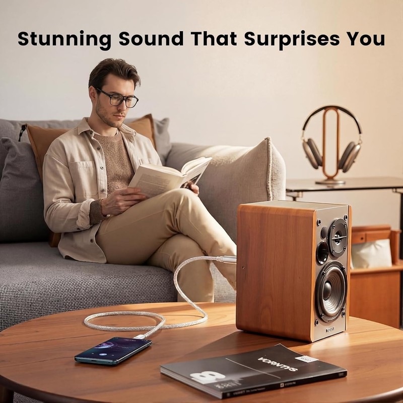 USB C to 3.5mm Hi-Res Audio Cord, 24K Gold Plated, 4ft gallery