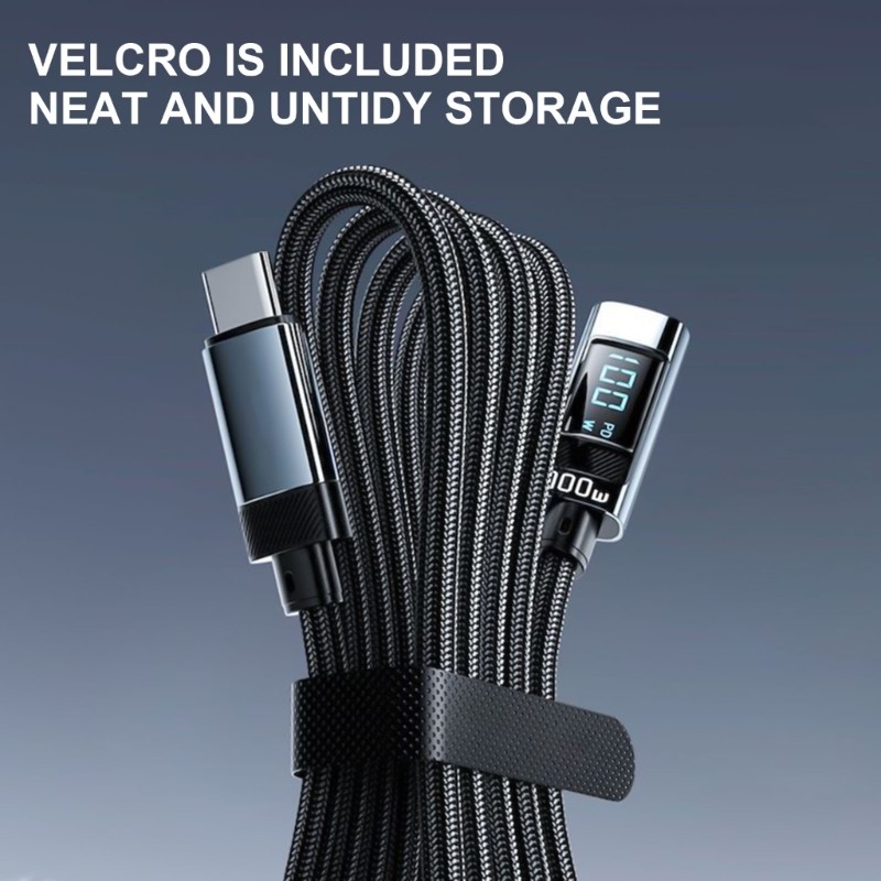 Bendable USB C Cable 100W Power Delivery with LED Screen for Type C Devices gallery