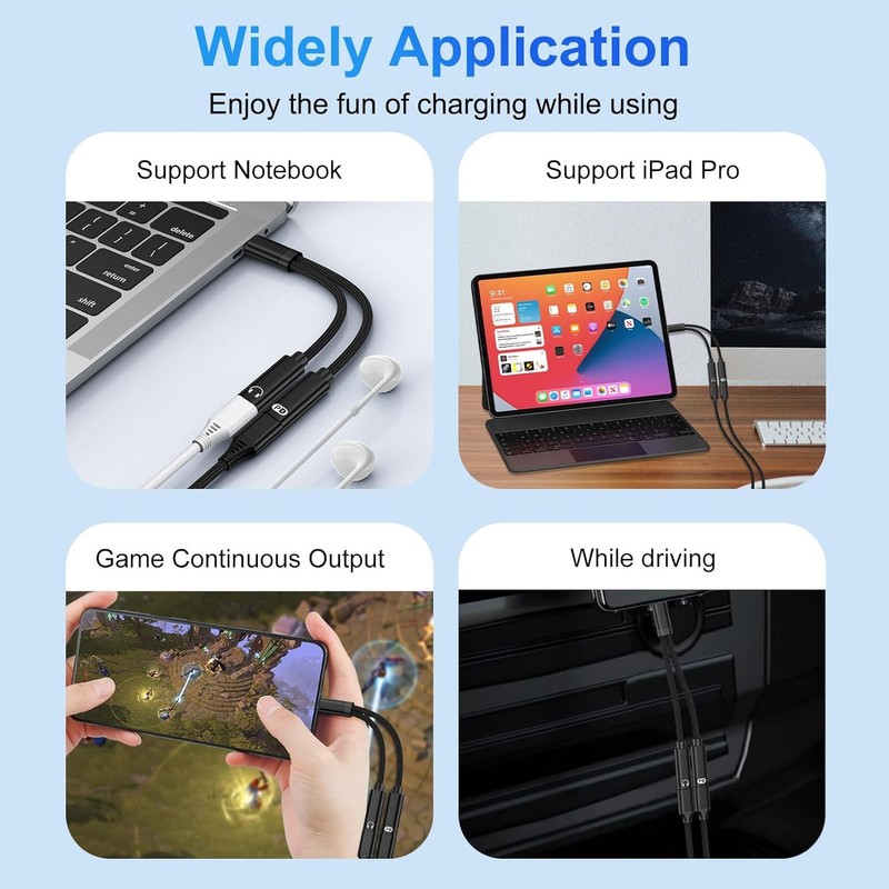 USB C Splitter Cable,Dual USB C Headphone Charger Adapter for Samsung Galaxy A17 gallery