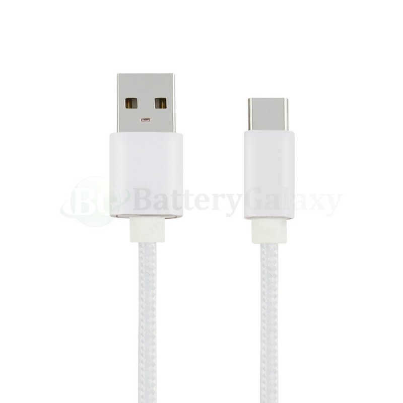 Fenzer Cable [2-Pack, 10ft] Premium Nylon USB A to Type C Charger Cable WHITE gallery