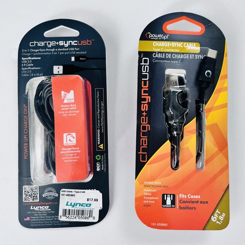 Charge and Sync USB Cable Type C 6ft Lot of 2 gallery