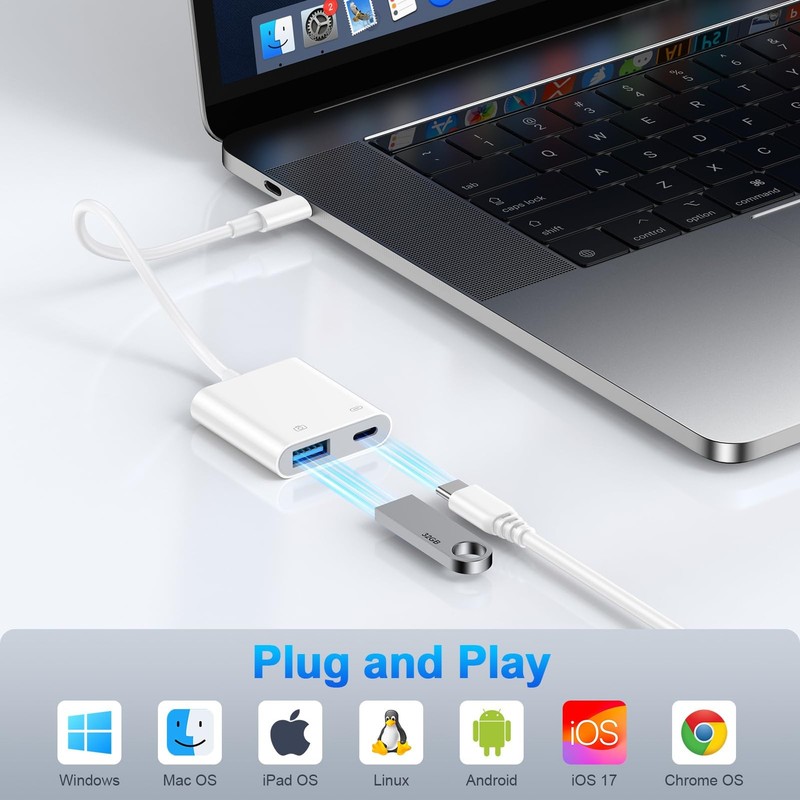 Apple iPhone 17 16 Pro Max USB C To USB OTG Cable Charger Adapter Converter gallery