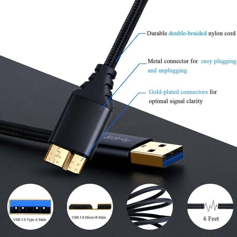USB 3.0 Micro Cable, 3-Pack 6ft Super Speed USB 3.0 Cable A Male to Micro B C... gallery