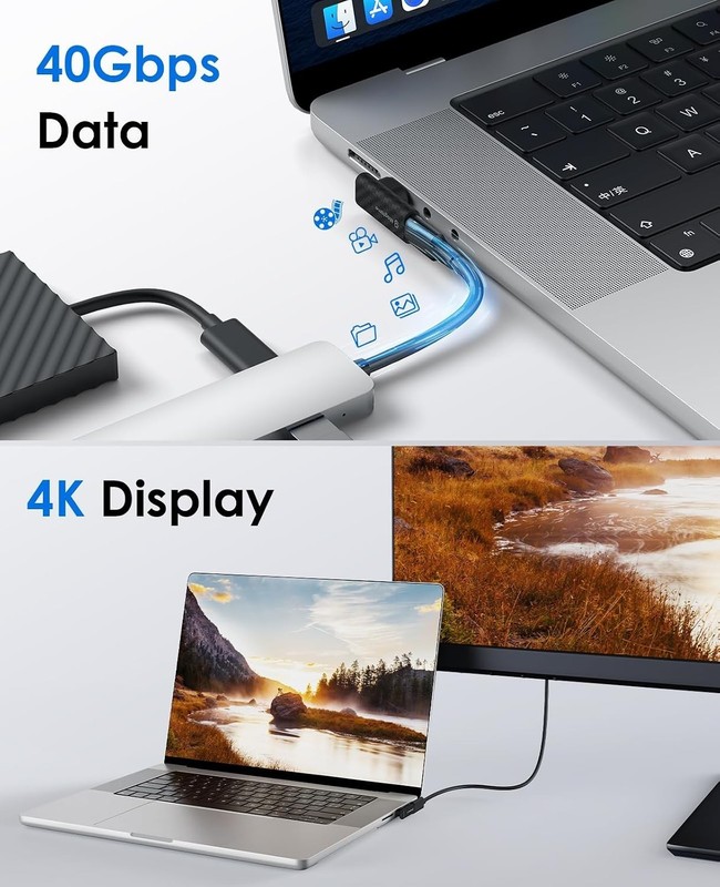 2Pack 240W Magnetic USB C Right Angle Adapter, 40Gbps Type C Extender 24Pin | 90 gallery