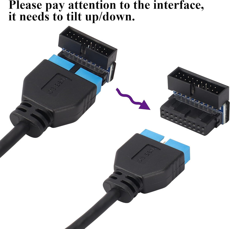 2 Pack down Right Angle USB 3.0 19-Pin Connector 90 Degree 19Pin/20Pin 3.0 USB F gallery