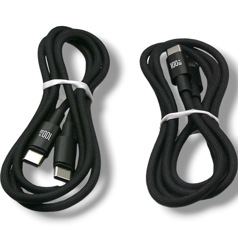 [2 Pack]OUDAKX 100W USB-C to USB-C Cable 5A Fast Charge Braided Cord 3.3ft Black