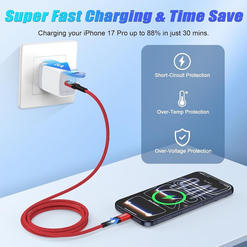 Universal 3FT USB C to C Cable with 240W Fast Charging & 480Mbps Data Transfer gallery