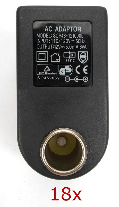 18x Car Cigarette Adapter to Wall Outlet AC Inverter 110/120v 12v DC 500mA 6VA