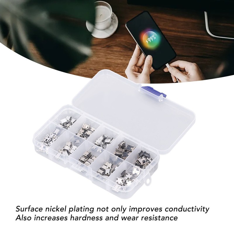 100Pcs Micro MINI USB Female Plug Connector USB Jack Connector for Household App gallery
