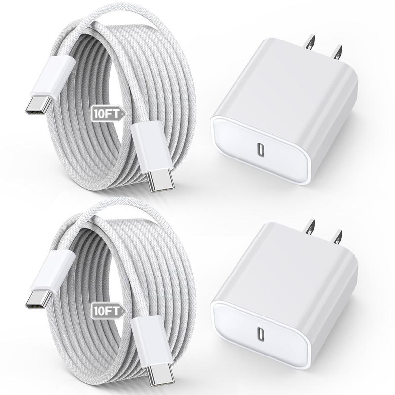 10FT Apple iPhone 17 16 15 Charger, 2-Pack Extra Long 10Foot USB to Charging ...