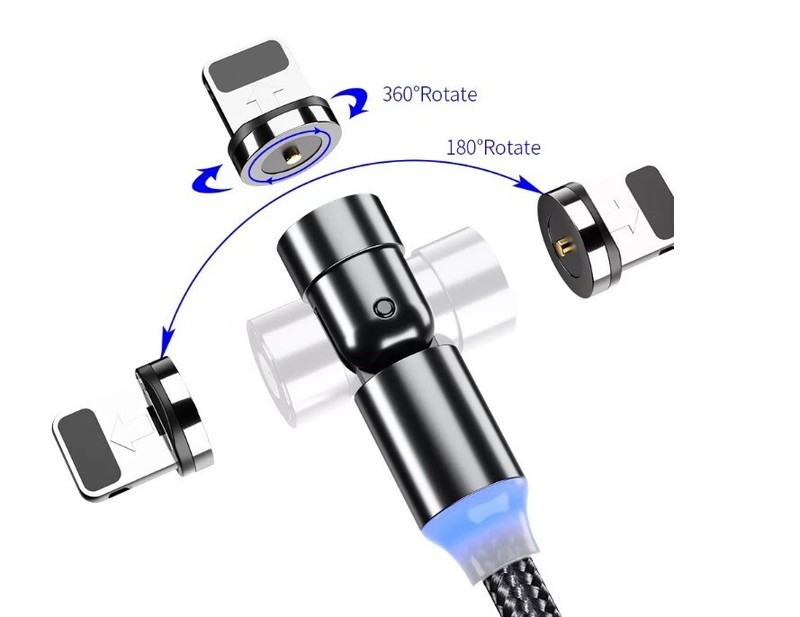 540° Rotate Magnetic 3 in 1 Braided Charging Cable For Micro USB/Type C/ iPhone gallery