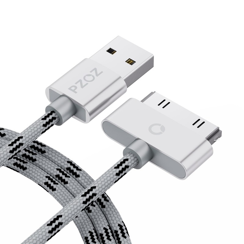 pzoz 30 Pin Cable for iPhone 4s/4/3G/3Gs, USB Charging and Charger 3.3, Gray