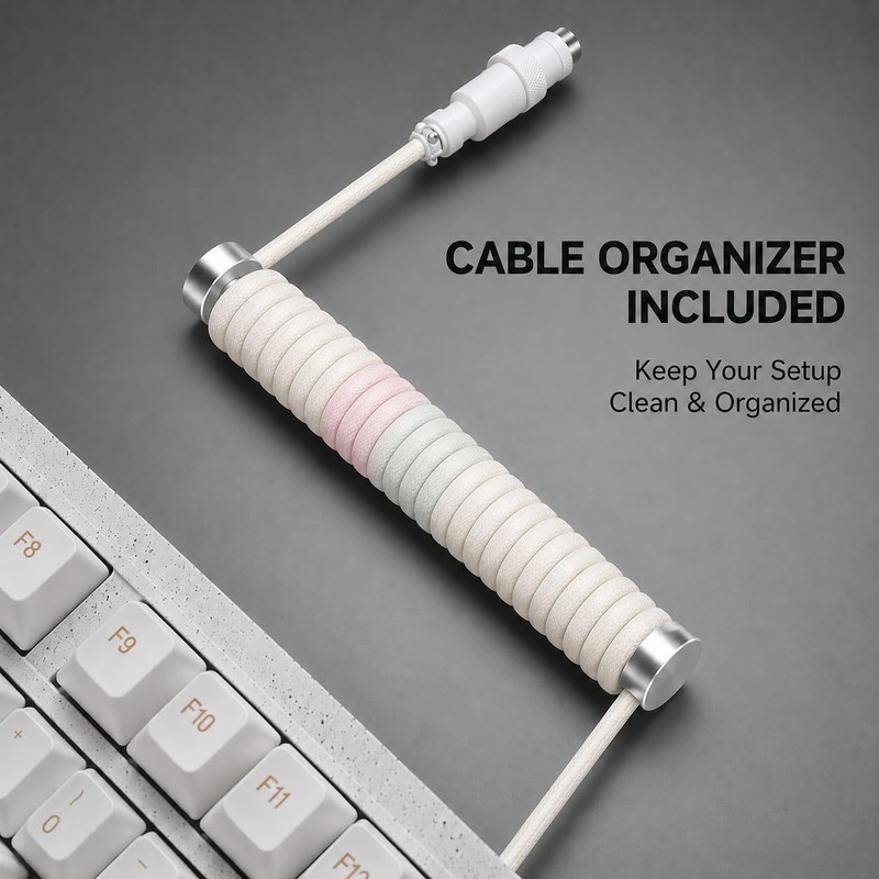 Coiled Keyboard Cord with Keyboard Cable Organizer, Detachable Metal Aviator,... gallery