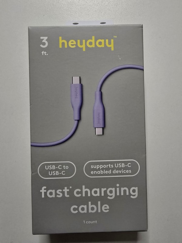 Heyday 3 FT Fast Charging Cable USB-C To USB-C Lavender