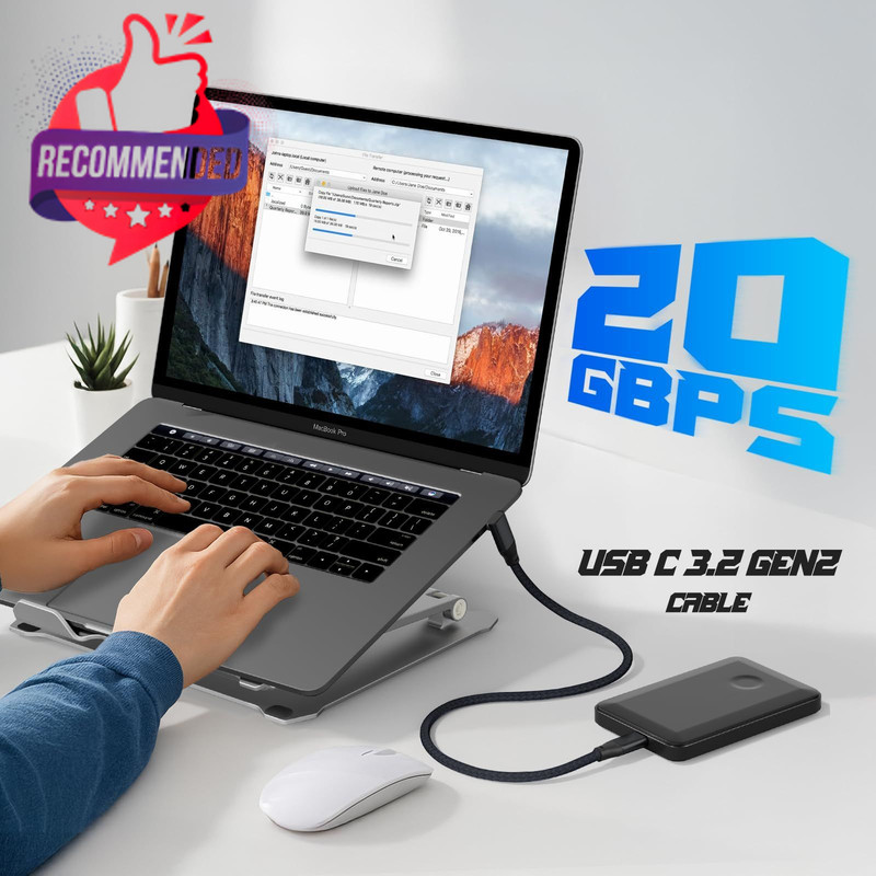 Usb C 90 Degree Cable 1ft 2pack, 90° Short Usbc To Usbc 3.2 Gen 2x2 20gbps Data gallery