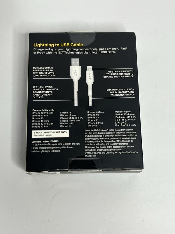 Sealed New NXT USB-C to USB-C Cable - 6ft (1.8m) Braided White Heavy Duty gallery