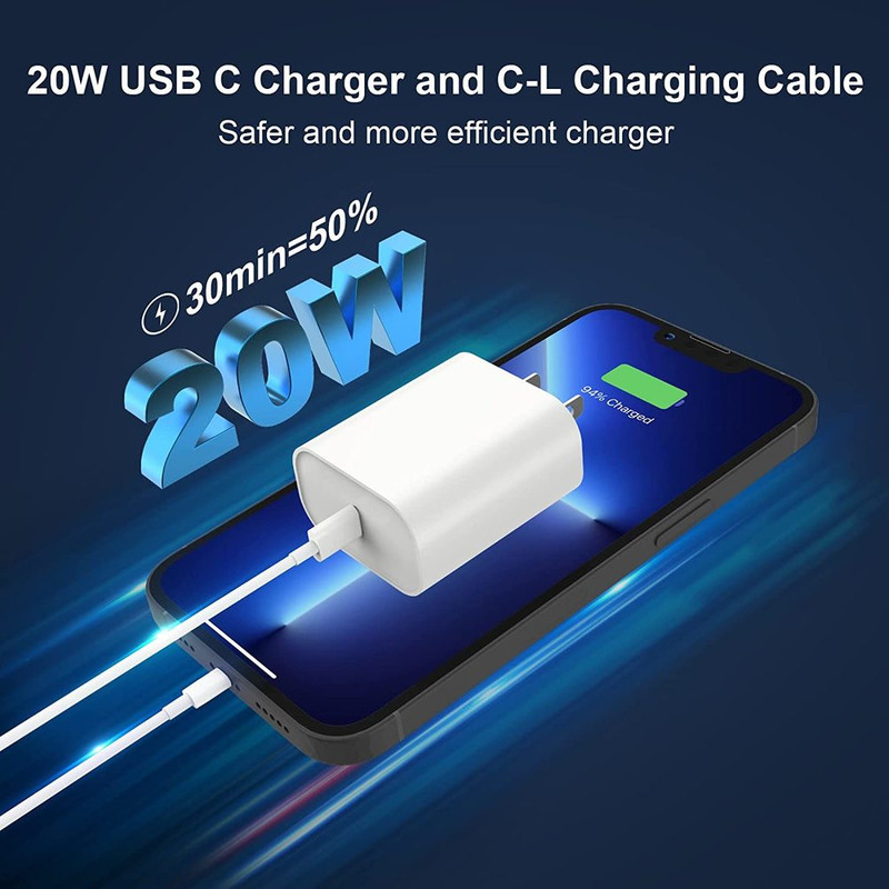 For iPhone 13 14 12 11 Pro XR 20W PD Fast Charger Cable USB Type-C Power Adapter gallery