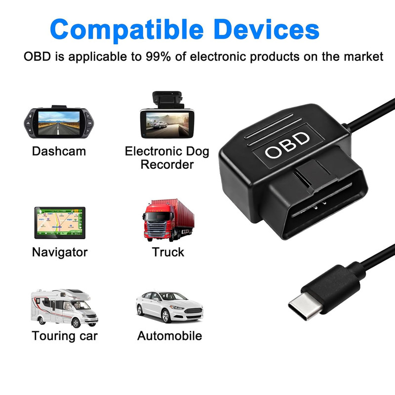 OBD Power Cable for Dash Camera Type C OBD2 Power Cable Adapter Hardwire Charger gallery
