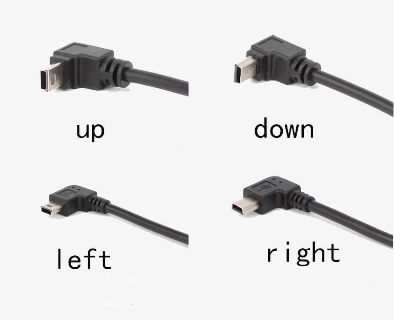 USB Adapter to Mini USB 90° Angle Male Plug Charger Cable M/M Down Left Right UP gallery
