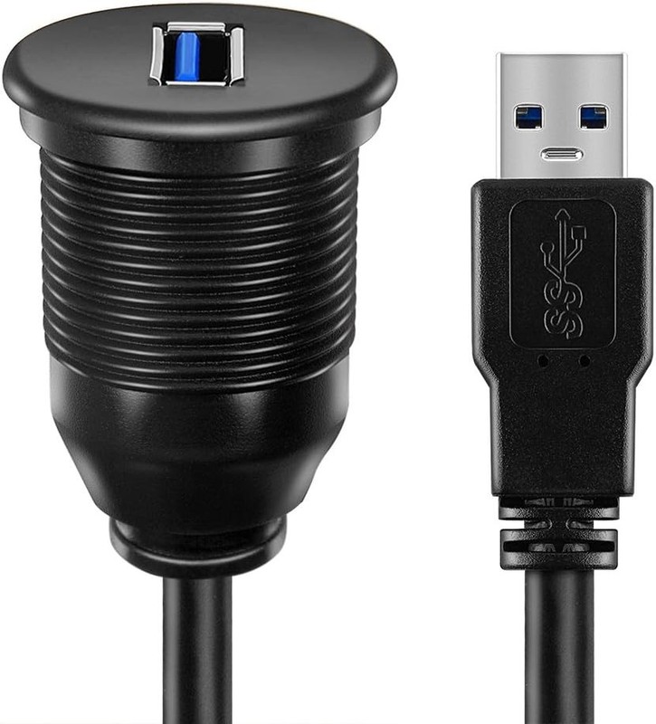 USB 3.0 Male to Female AUX Flush Mount Extension Cable for Car Truck black gallery