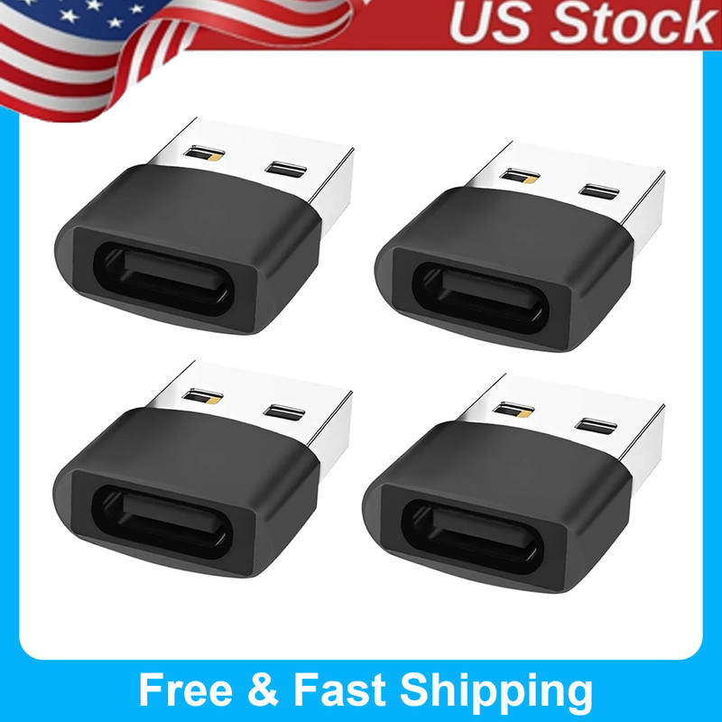 4 PACK USB to USB C Adapter TypeC Female to A Male Converter Car Charger adapter