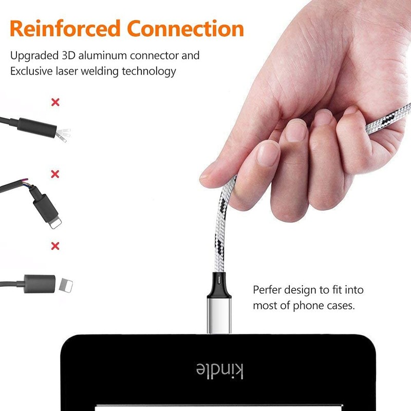 2 Pack 3in1 Multi Charger Cable 6FT Braided Universal Dual Type C Micro Cord gallery
