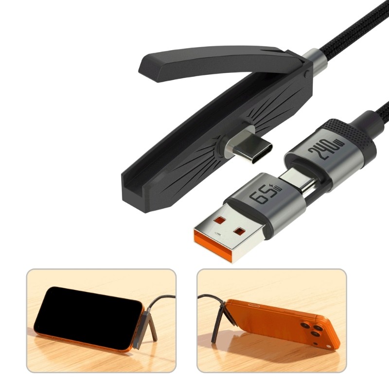 Multi Device 240W Type C and 65W USB Cable Includes Holder Braided Durability gallery