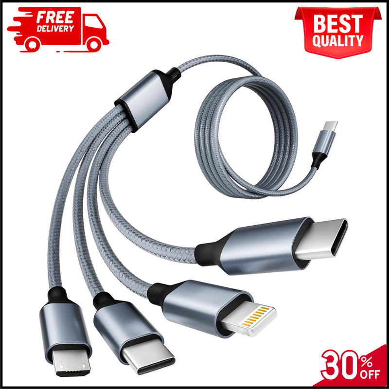 Multi Charging Cable 4 in 1 4 in 2 USB C Splitter Cord Nylon Braided Fast Charge
