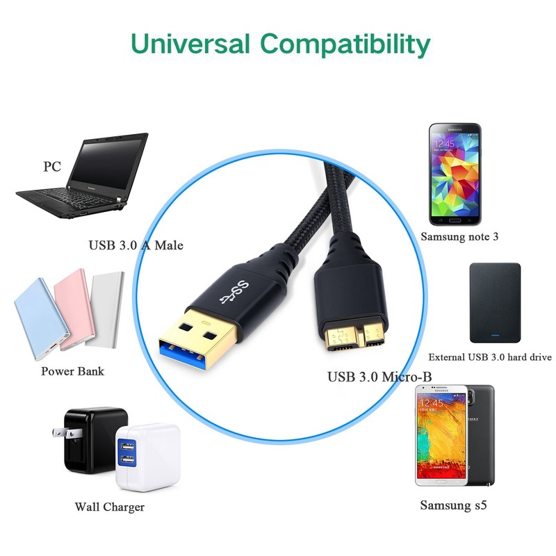 USB 3.0 Micro Cable, 3-Pack 6ft Super Speed USB 3.0 Cable A Male to Micro B C... gallery