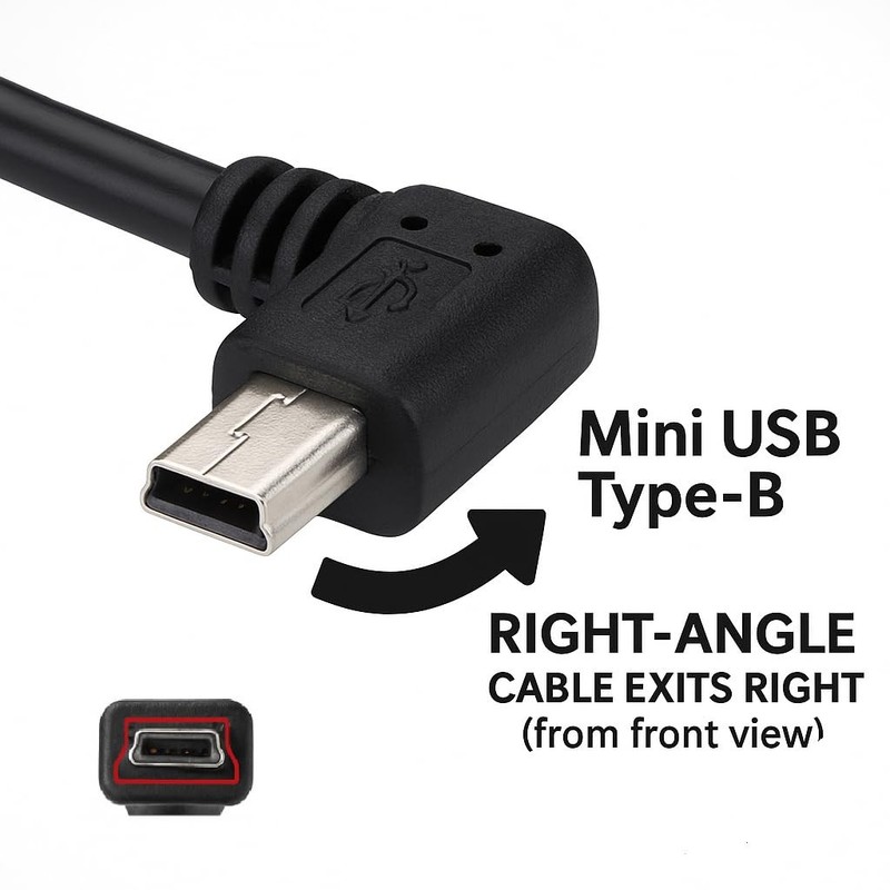 3M USB A to Mini B USB Cable 90 Degree Data Sync Charge Cord with 5 pcs Wiring gallery