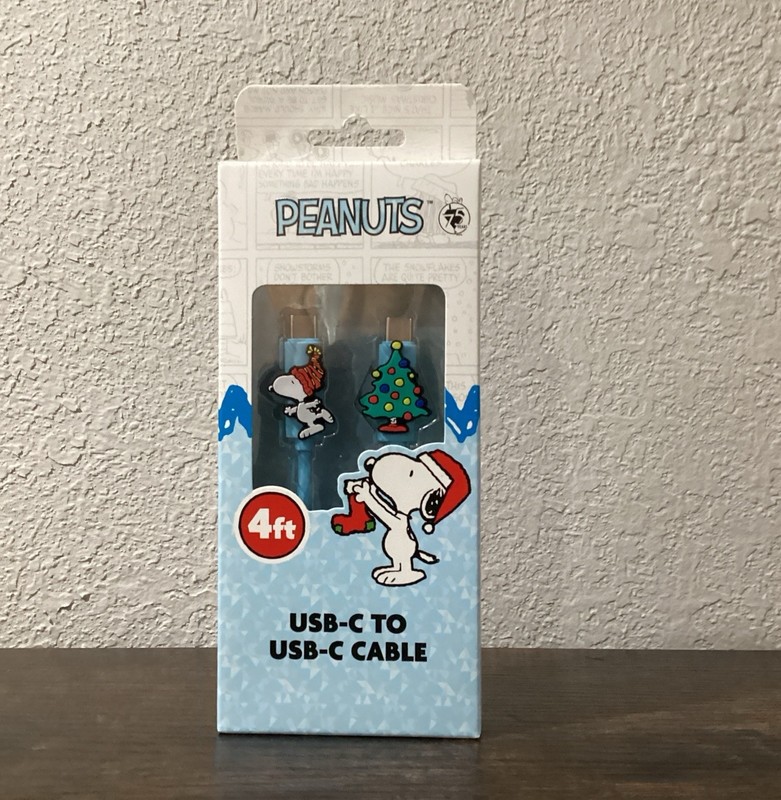 Peanuts Snoopy 4Ft USB-C To USBC Charger Cable Data/Sync Stocking Stuffer Tree