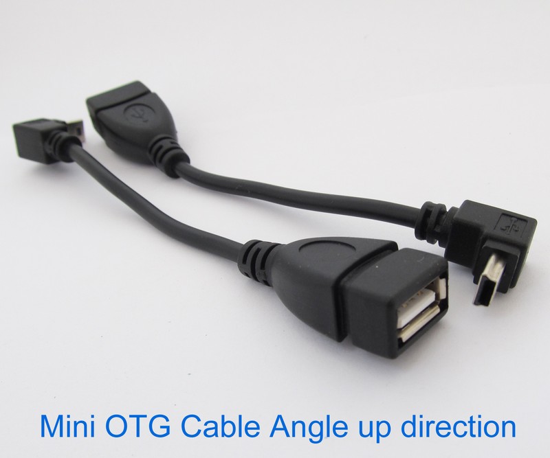 10pcs UP Angle 90D Host OTG Adapter Cable Mini 5pin USB male to USB 2.0 Female