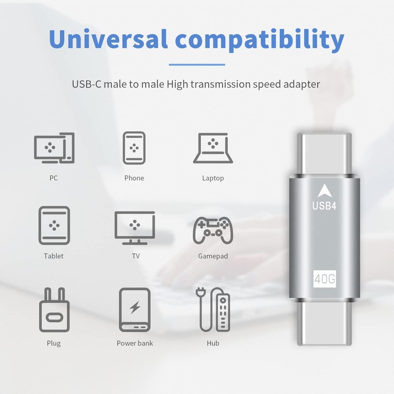 USB 4 3.1 40Gpbs Type C Male to C Male Adapter Data Charging for Thunderbolt 3/4 gallery