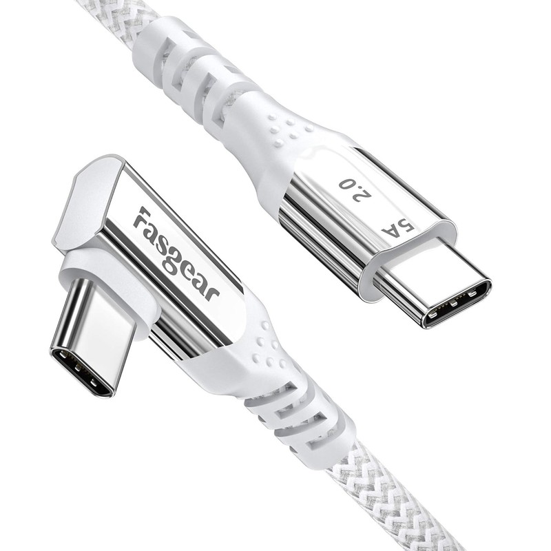Fasgear USB C to USB C Cable 10ft Right Angle 90 Degree 100W 5A PD Fast Charge T