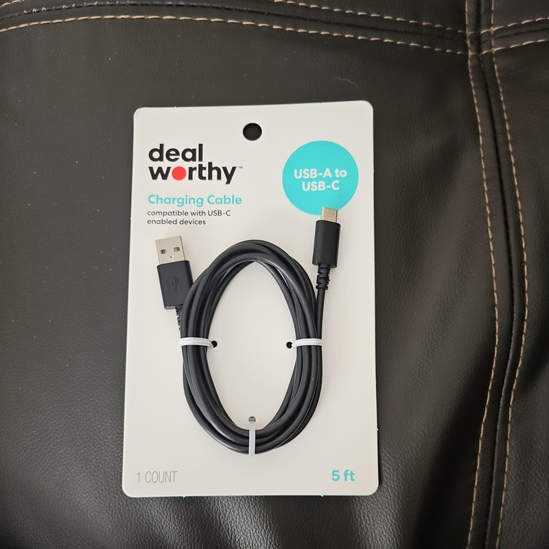 Deal Worthy USB-A To USB-C Charging Cable 5 feet Black