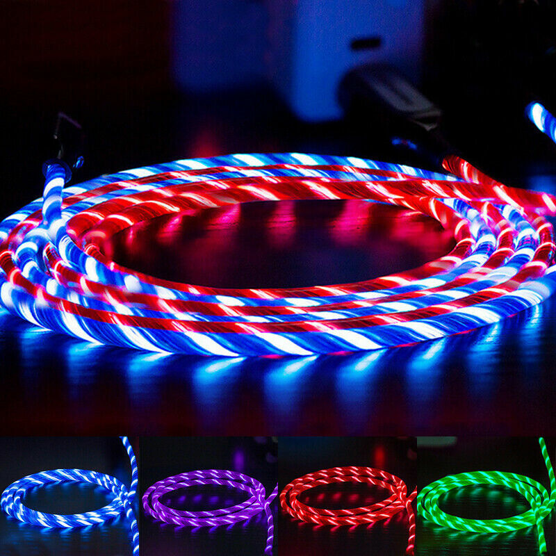 Flashing Cable Micro USB Flowing LED Light Charging Cord For Samsung HTC Android gallery