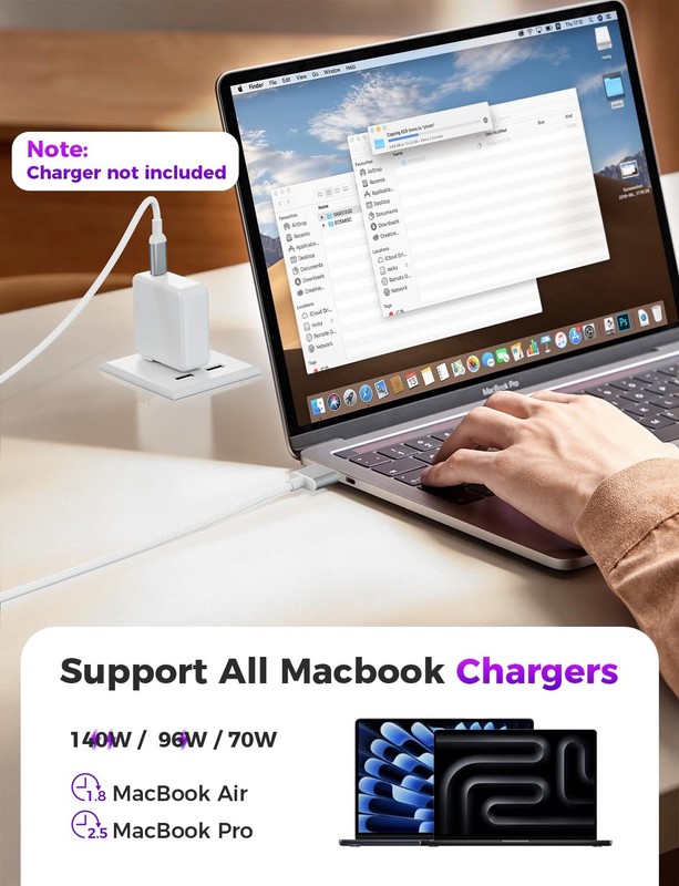 140W USB-to Magnetic 3 Cable 6.6FT with Indicator gallery