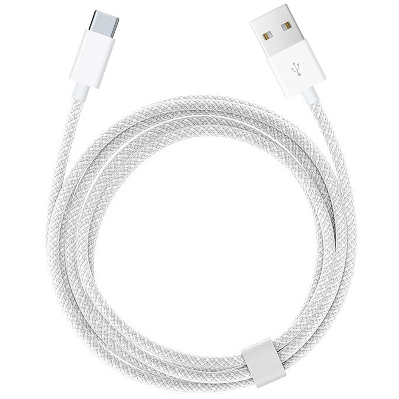 iPhone 15/16/16E/17/17E USB A to C Woven Cable for 17 5FT, White