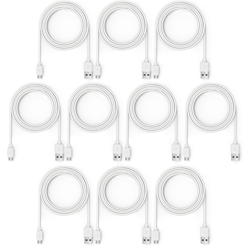 10-Pack White Micro USB Cable 6Ft - Bulk Old Android Phone Charger Cord | gallery